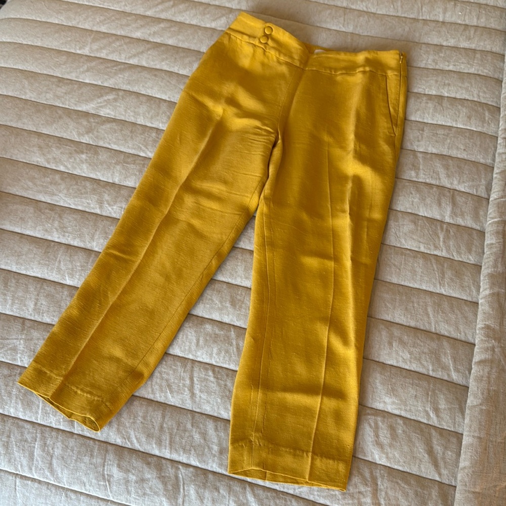Sezane Gold Ankle Cropped Pants